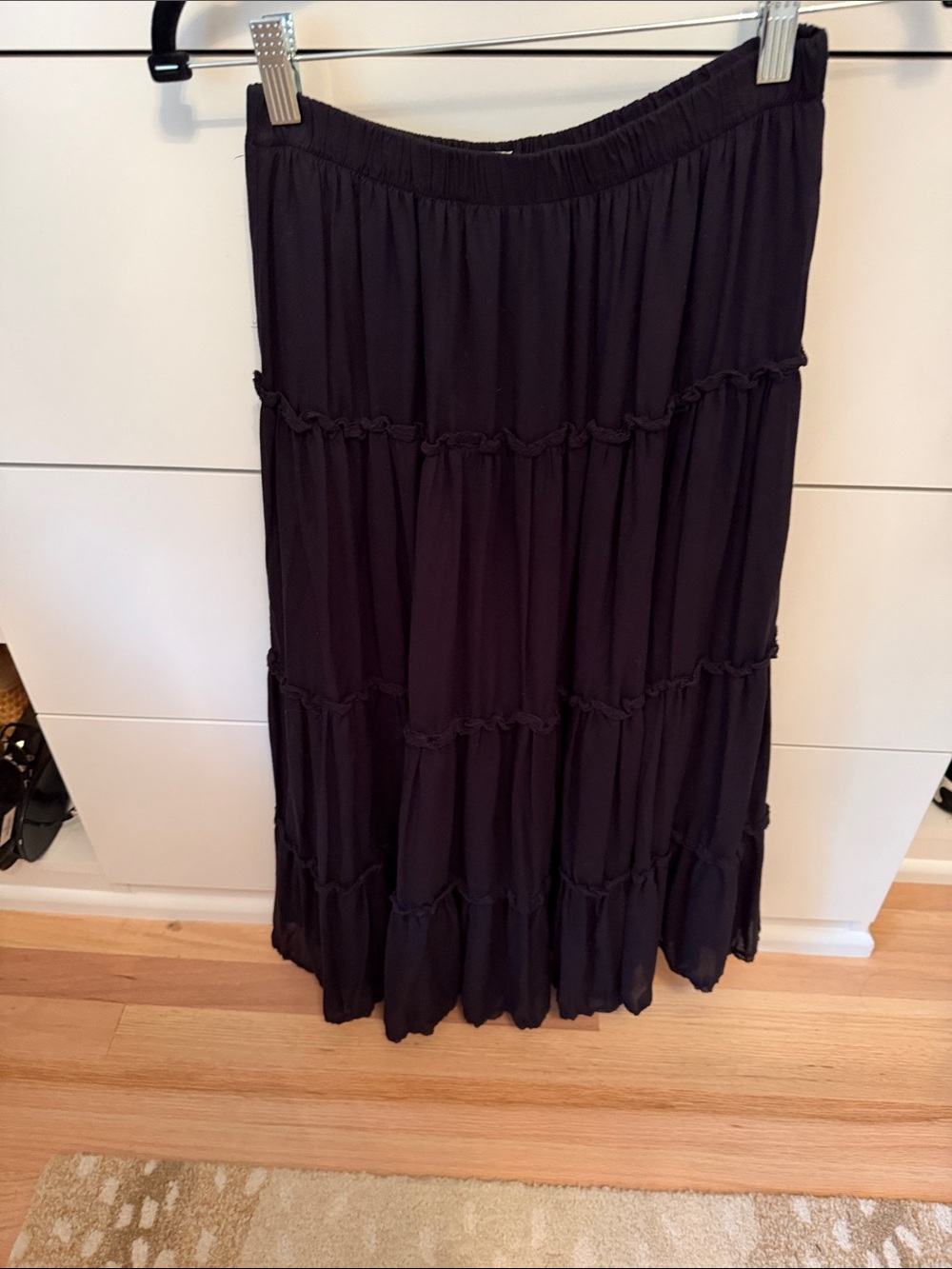 Aritzia Wilfred Black Tiered Maxi Skirt - Flowy Silhouette